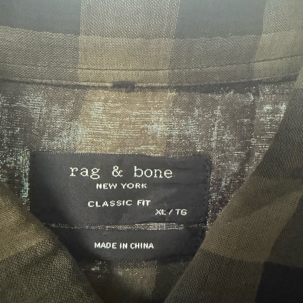 Rag & Bone Olive and Black Check Shirt